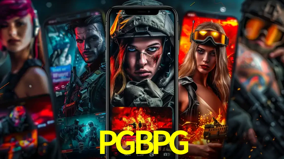 Montagem de telas de celular mostrando diversos personagens, masculinos e femininos, de um jogo de tiro, ilustrando a diversidade de equipes de e-sports para apostar no PGBPG.
