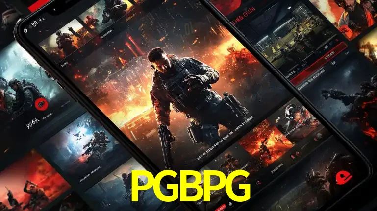 Tela de um celular exibindo uma galeria de jogos de tiro com temática militar, mostrando a variedade de e-sports disponíveis para apostas na plataforma de entretenimento PGBPG.