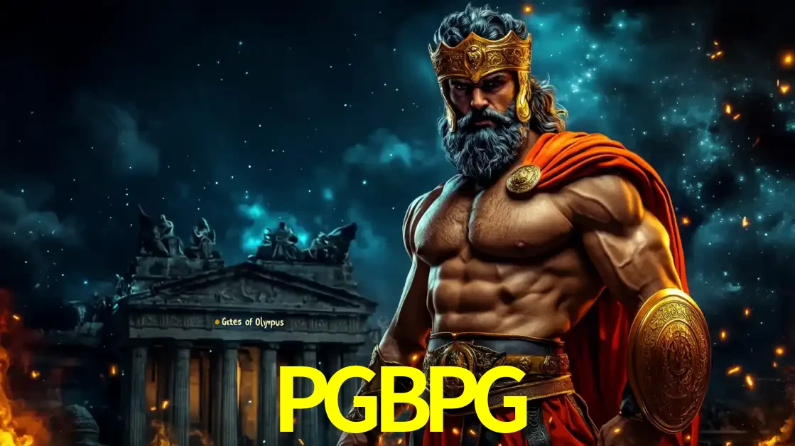 O poderoso Zeus do jogo de slot Gates of Olympus em frente ao seu templo, pronto para lançar multiplicadores divinos e prêmios épicos no cassino online PGBPG.